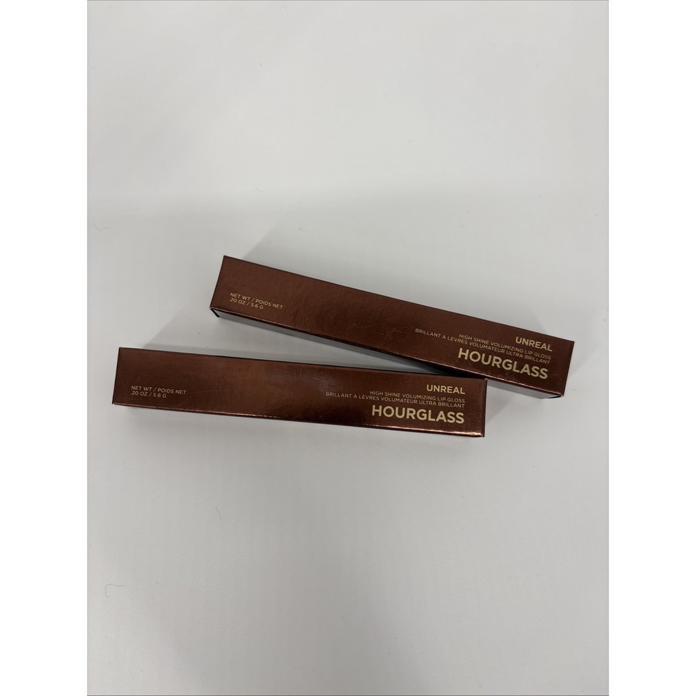 2 x NEW Hourglass Unreal High Shine Voluminizing Lip Gloss - Full Size - Ignite